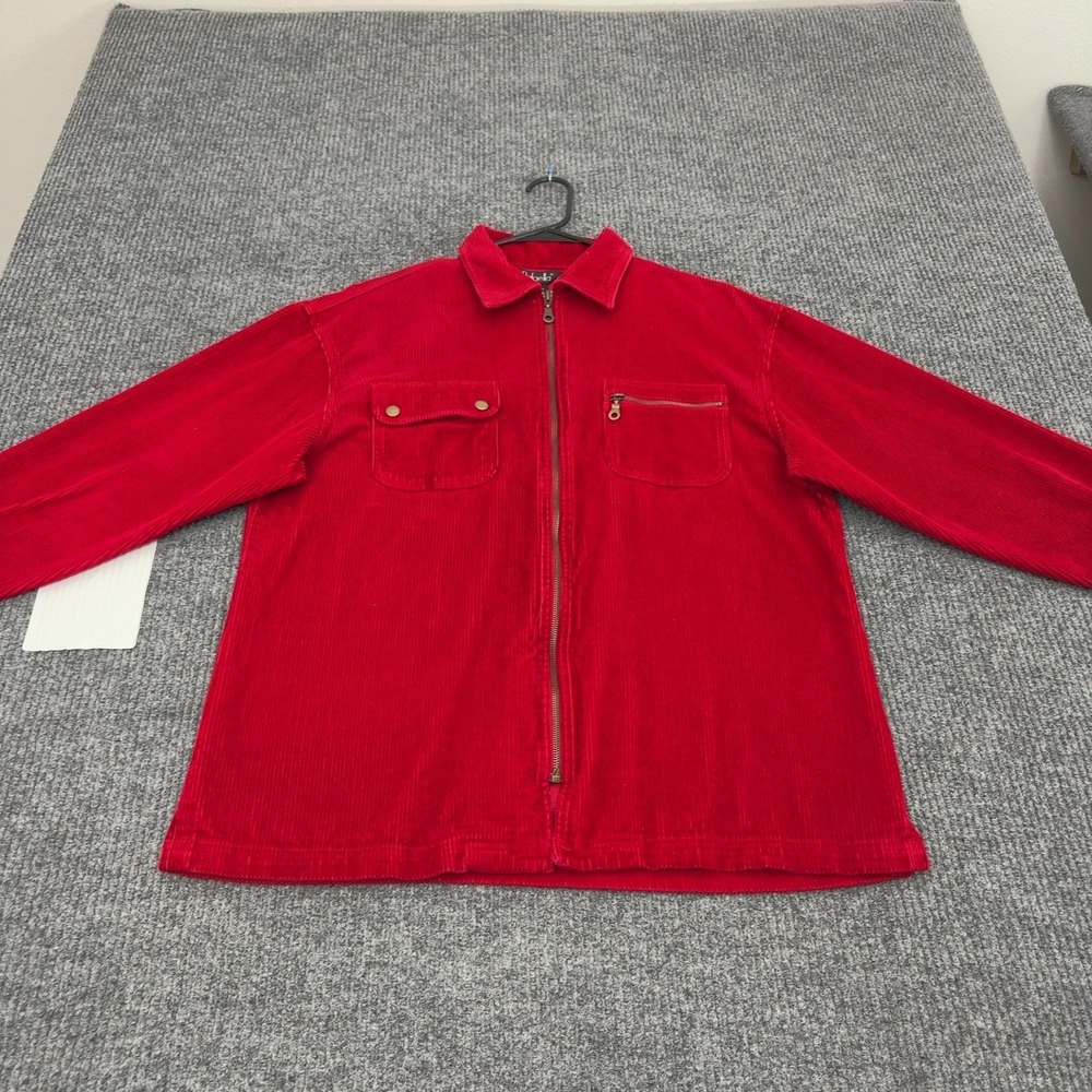 Rafaella Jacket Womens M Red Cotton Corduroy Full Zip Pockets Casual Classic